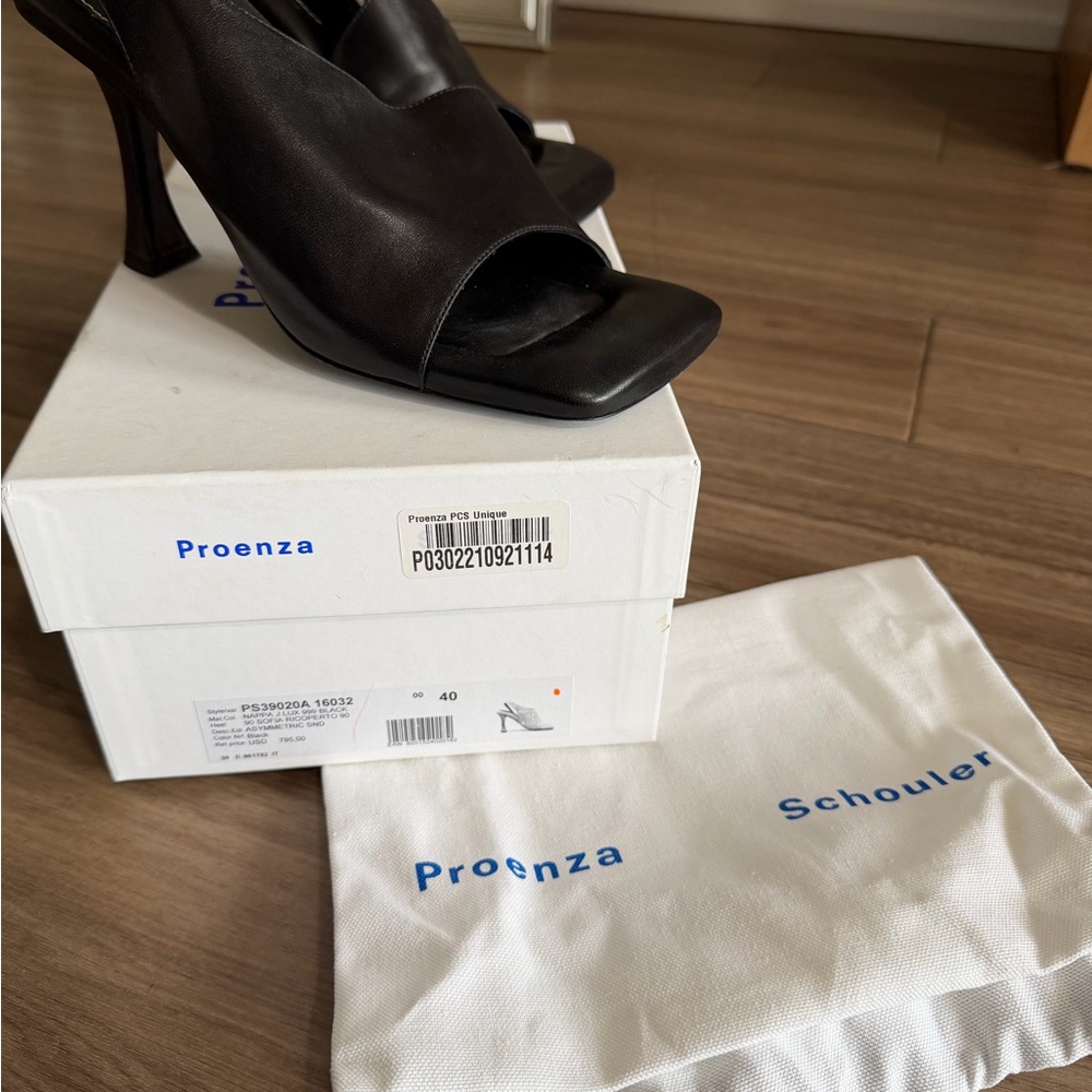 PROENZA SCHOULER
Square Asymmetric Leather Slingback Sandals